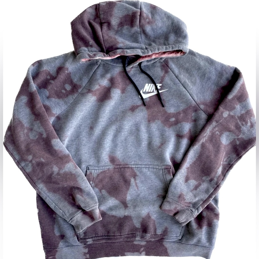 Athletic Grey Nike Sweatshirt - Tie Dye Bleach Acid Wash - Size Medium